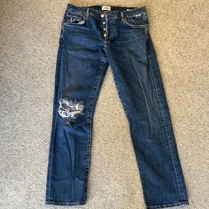 Citizens of humanity Emerson blue jeans with hole distressed size 26